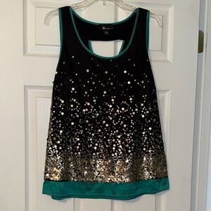 Black and Gold Sequin Tank Top